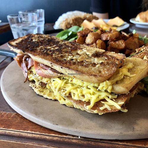Grilled cheeze bacon at Vegano in Montreal