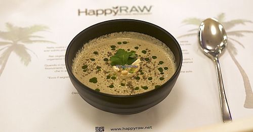 Cream of mushrooms raw food at HappyRaw Natural Restaurant in Faenza