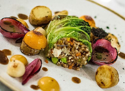 Savoy stuffed with quinoa seeds and tofu at Alive in Vilnius
