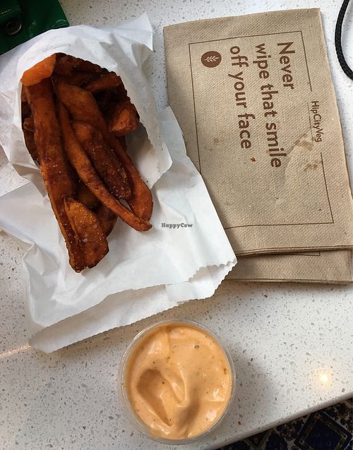 sweet potato fries and siracha aoli  at HipCityVeg - Broad St in Philadelphia
