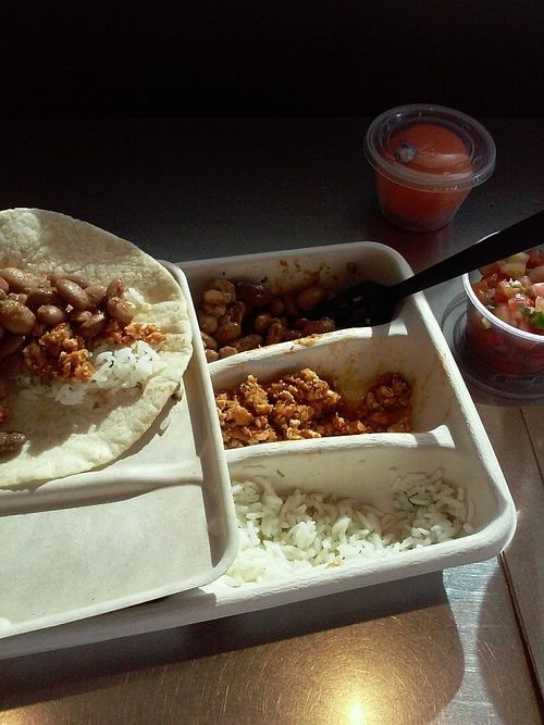 The build your own Kid's meal. I think it's the perfect portion size for me. The pico de gallo on the side complements the tacos.  at Chipotle  in Moreno Valley