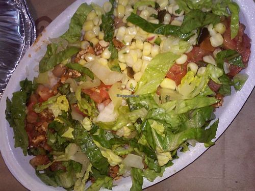 Burrito bowl with white rice, pinto beans, sofritas, mild sauce, corn, and lettuce. at Chipotle  in Moreno Valley