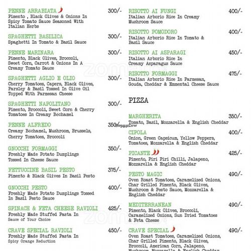 menu at Crave Foodworks in Kolkata