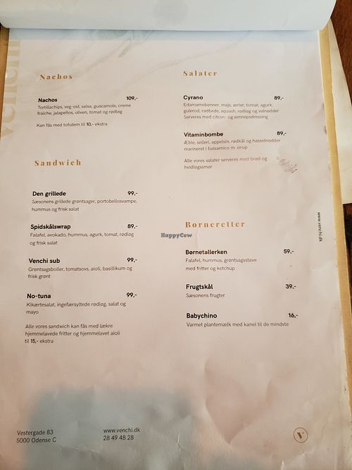 Menu part 2/3 at Venchi in Odense