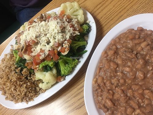 Steamed vegetables and Refried beans at Leonor's Mexican Restaurant in North Hollywood