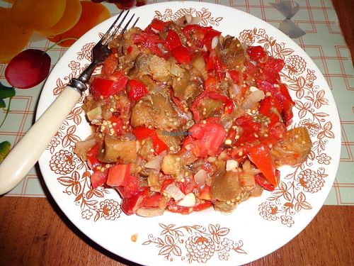 Salad from grilled vegetables. at CostelHostel in Rosu