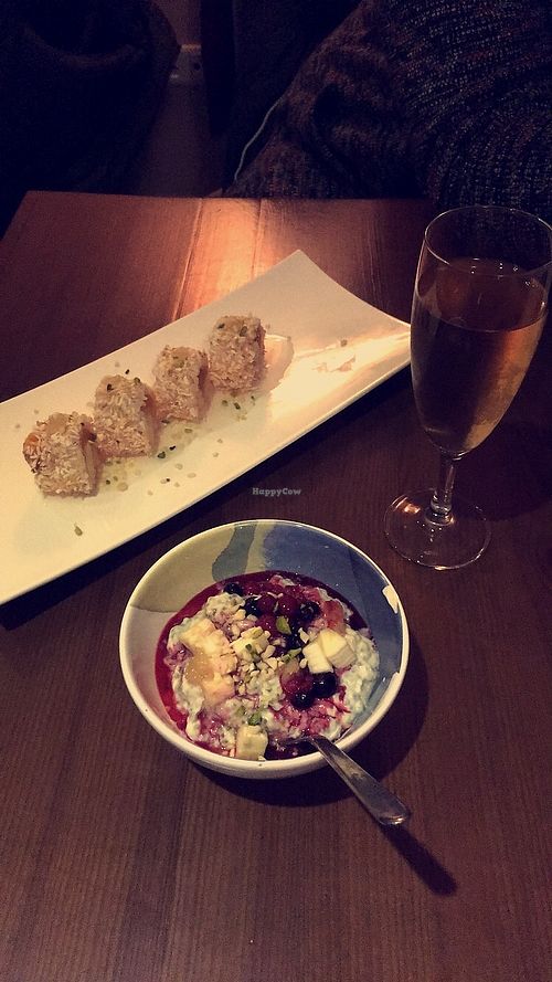 Desserts and plum wine  at MakiMaki Sushi Green in Cologne