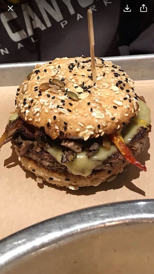 might look like a vegan burger, but the cooks put inch sized square of bacon in it. 👎 at Hopdoddy Burger Bar in San Antonio
