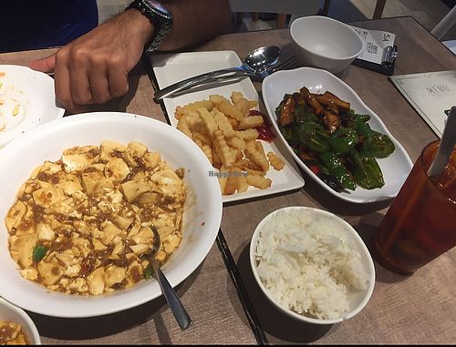 spicy tofu, mushroom and hot peppers dish  at Vegetarian Kitchen 素食園坊 in Hong Kong Island