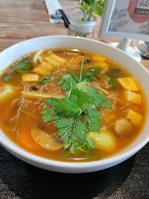 Tom Yum soup at Bodhi Leaf Eatery in Denpasar
