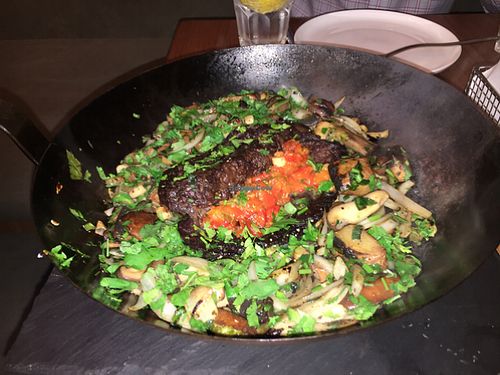 vegan steak at Four One Six (416) in Tel Aviv