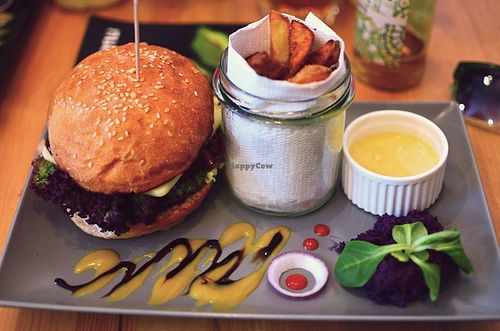 Their flagship burger.  at Balans Bistro in Bratislava