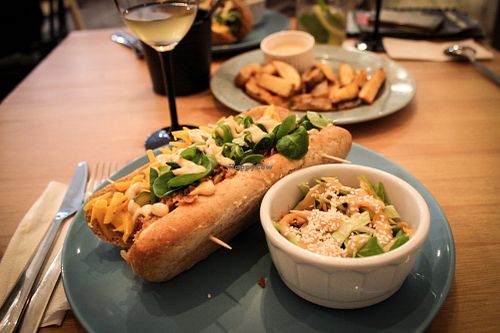 veg dog at Balans Bistro in Bratislava