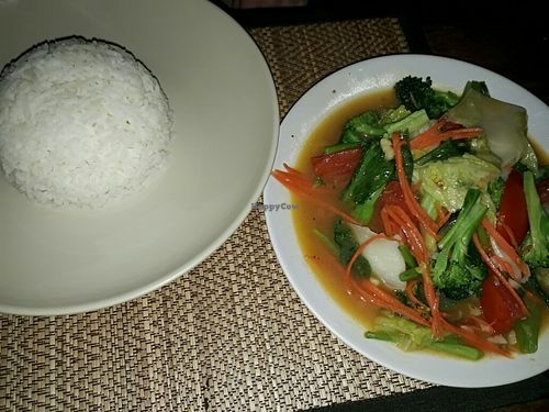 Veggies with rice at Reform Kafe in Chiang Mai