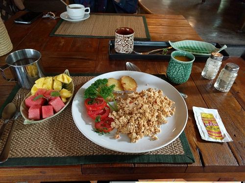 scrambled tofu - notably flavorful for a nooch-less scramble ! at Reform Kafe in Chiang Mai