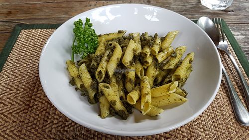 Thai basil pesto pasta at Reform Kafe in Chiang Mai