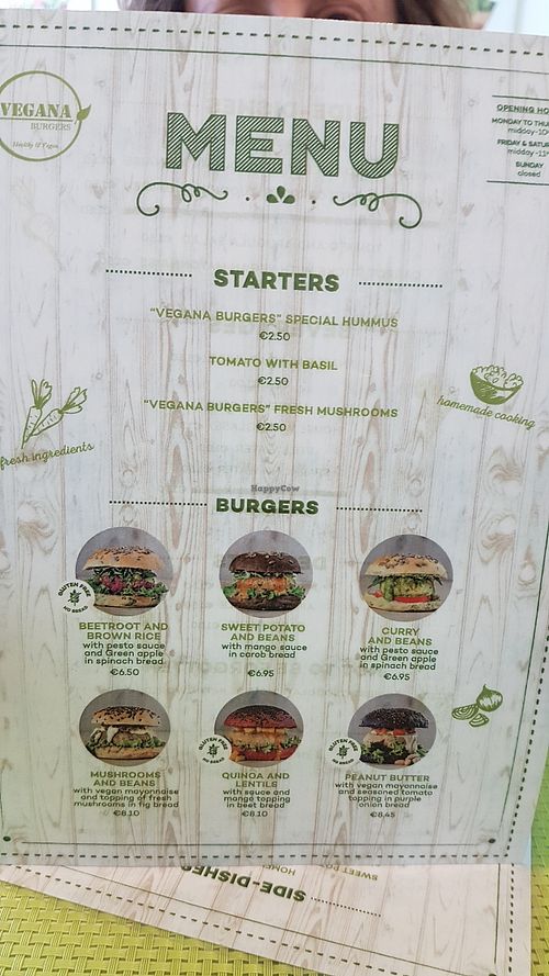 menu at Vegana Burgers - Cais do Sodre in Lisbon