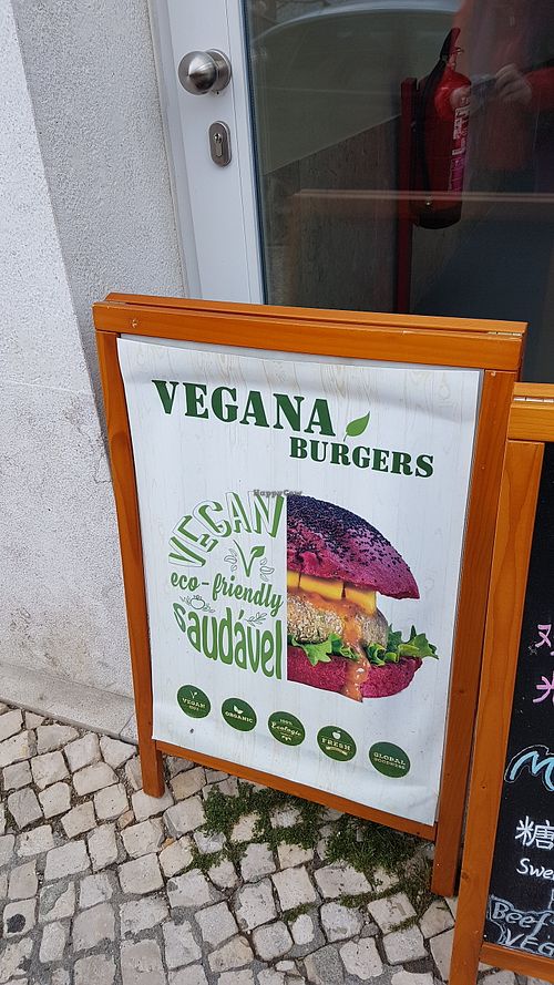 poster outside building at Vegana Burgers - Cais do Sodre in Lisbon