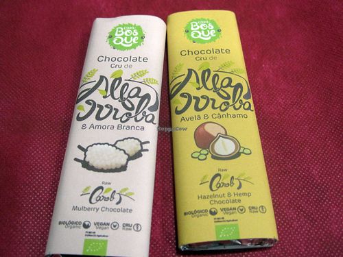 Carob chocolate bars (vegan) sold at the counter. at Nutrisabor in Tomar