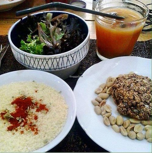 couscous with salad and bean burger at Biafra Bambole in Coimbra