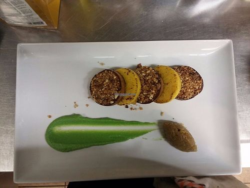 Tofu marinato, polenta arrosto, cipolle in saor at Le Notti di Cabiria in Brescia