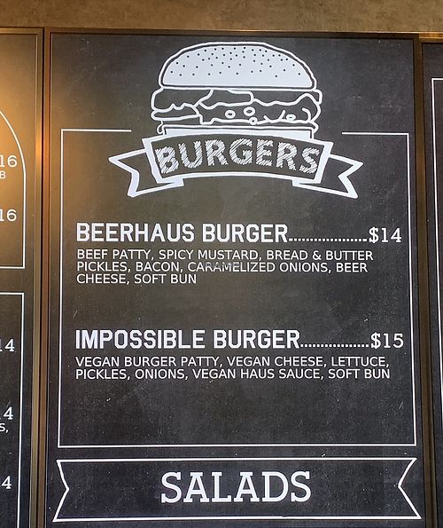 Vegan burger on inside menu at New York New York - BeerHaus in Las Vegas