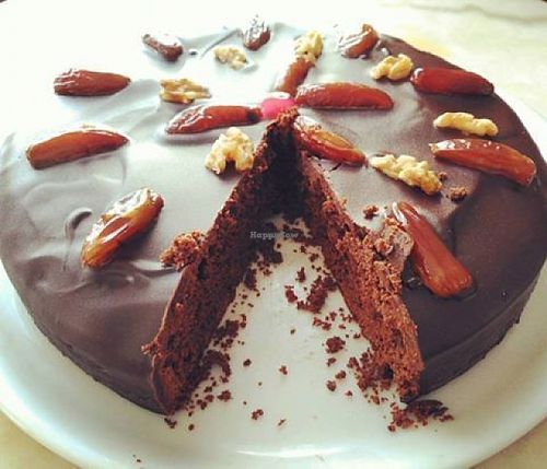 Torta de chocolate vegana at Cafe Bonjour in Lanzarote