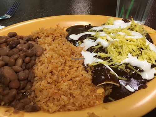 Chick-end enchiladas mole at Pancho's Vegan Cantina in Las Vegas