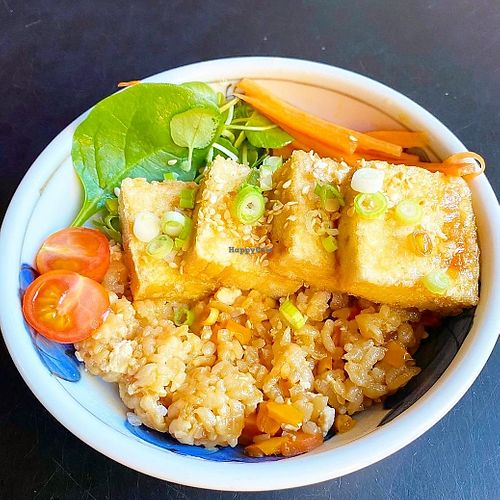 Tofu with vegan fried rice at Nice N Sleazy - Old Fashioned Street Food in Glasgow