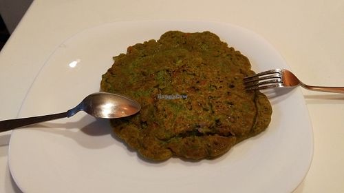 Vegan salted pancake with spinach at 1o9 Cafe in Udaipur