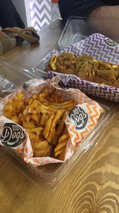 Waffle Fries (with the Original Frank dog in the background) at Not Dogs in Birmingham