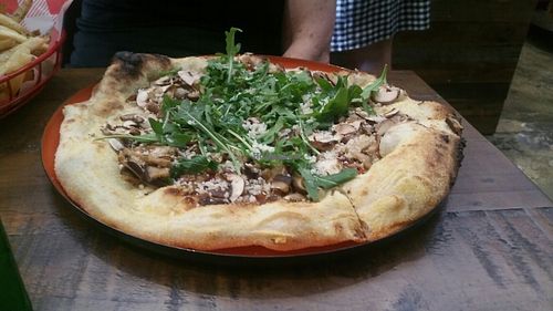 Mushroom pizza at Red Sparrow Pizza in Collingwood