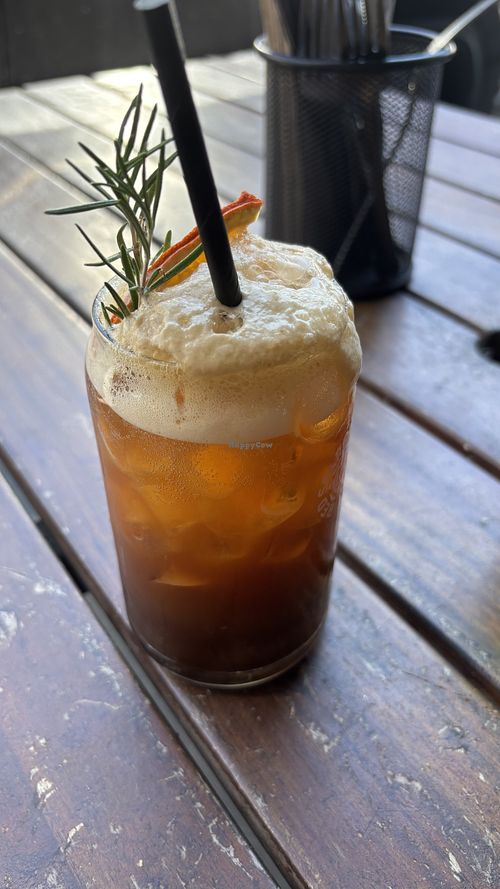 Coffee + orange soda + rosemaryy #Veganuary at Red Sparrow Pizza in Fitzroy