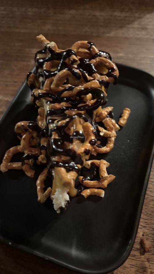 Salted caramel and chocolate cheezecake  at Red Sparrow Pizza in Fitzroy