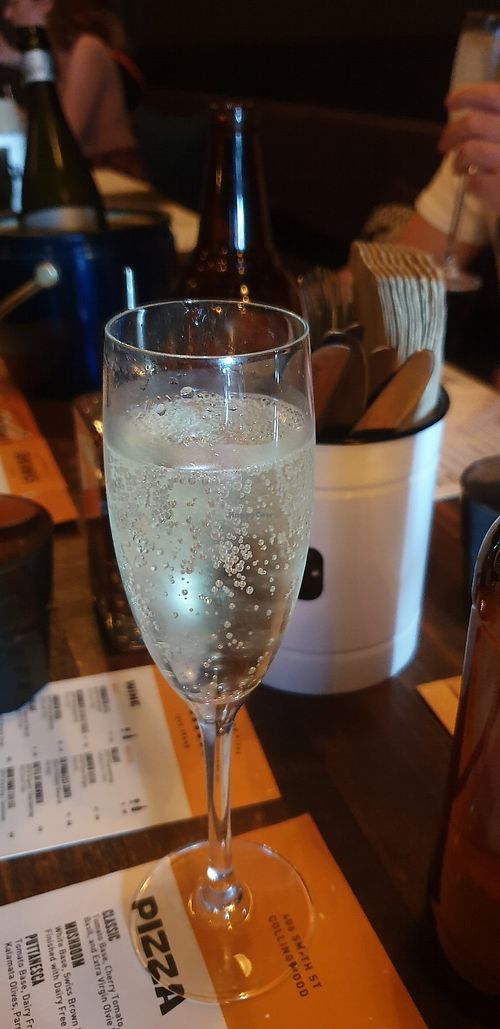 Alpha box and dice prosecco at Red Sparrow Pizza in Collingwood