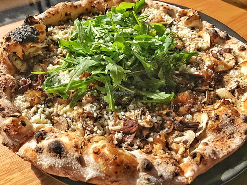 Mushroom pizza at Red Sparrow Pizza in Collingwood