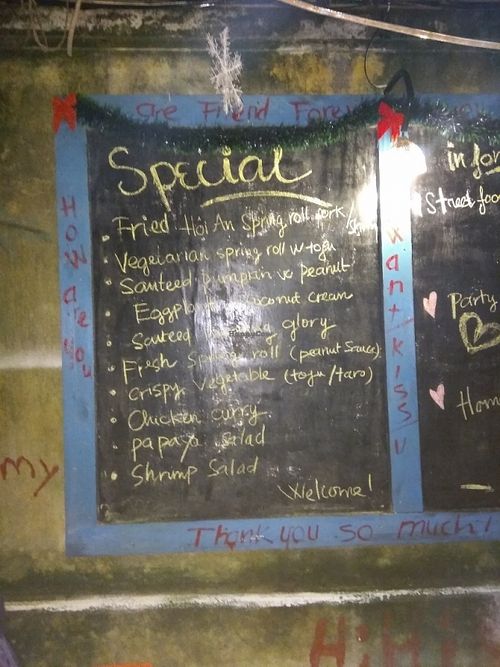 Chalkboard menu at Cay Me - Tamarind Tree in Da Nang