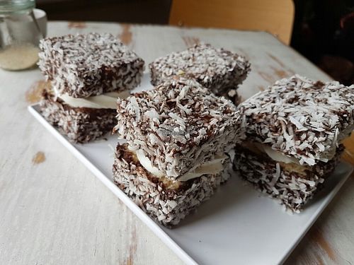cream filled lamingtons  at The Cake Collective in Moonee Ponds
