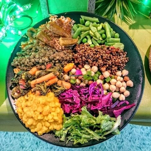 gluten free plate at Merkamo Ethiopian in East London