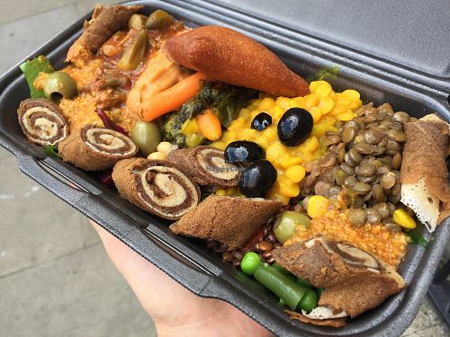 so delicious!!!! now with practical take away boxes at Merkamo Ethiopian in East London