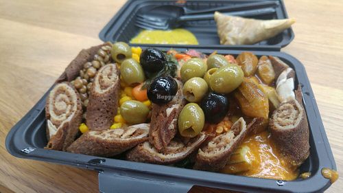 traditional plus samosa, nom nom at Merkamo Ethiopian in East London