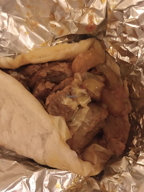 Veggie meat wrap (ask for it to be vegan) wrapped up nicely for takeaway.  at Persian Palate - Ayala Mall in Cebu