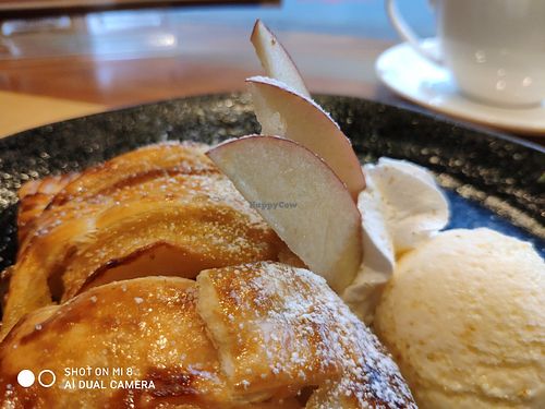 Apple pie with cream & ice cream. A little salt goes a huge way - delicious! at Chamise Cafe and Space in Nagano