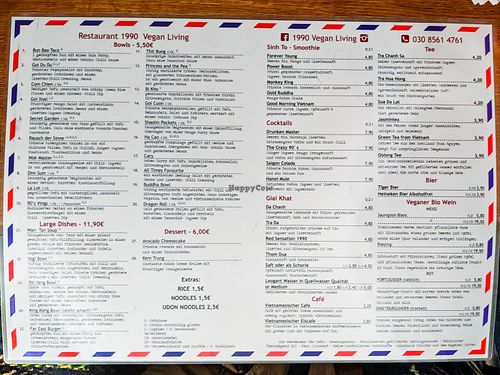 Menu at 1990 Vegan Living at 1990 Vegan Living in Berlin