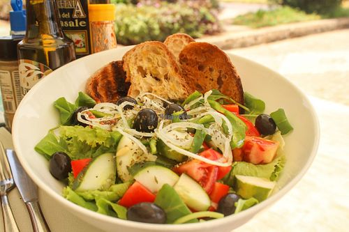 Greek salad (without feta) at By Valeria in Santa Maria