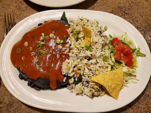 Blue Corn Spinach and Black Bean Enchilada at Camp Robber in Montrose