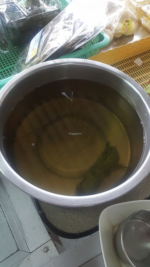 Pandanus leaf juice at Pang Vegetarian in Udon Thani