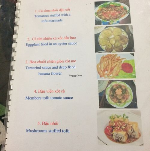 menu  at An Lac in Ninh Binh