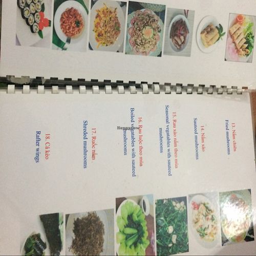 menu at An Lac in Ninh Binh