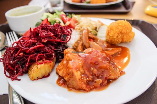 selection from the buffet at Veganland - Karlovo Namesti in Prague